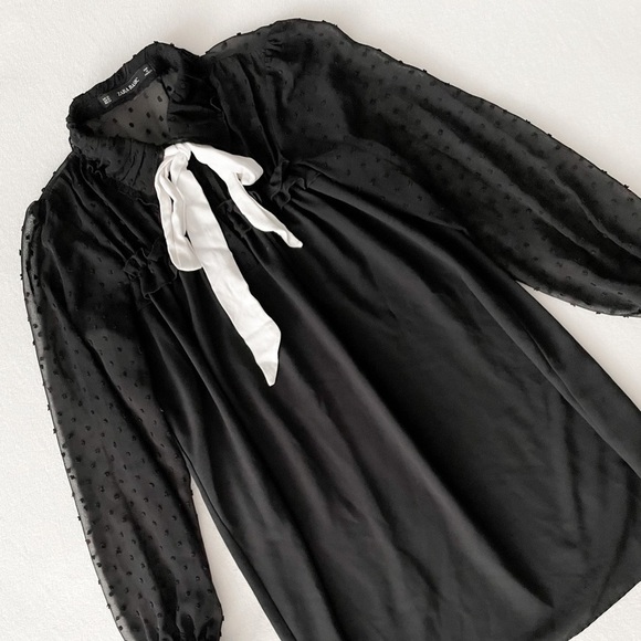 ZARA Swiss Dot Contrast Dress - Picture 7 of 11